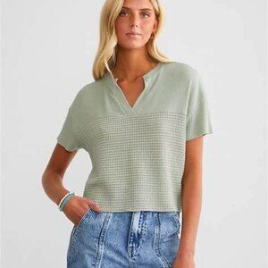 Fitz + EDDI Light Green Women's Waffle Knit Top Small
